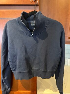 WSLY Navy Half-Zip Cropped Sweatshirt Jacket